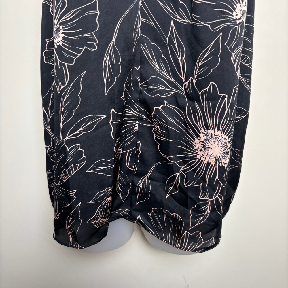 NWT Joie Cedra Black Satin Floral Sleeveless Halter High Neck Top Blouse Women L - Picture 3 of 10